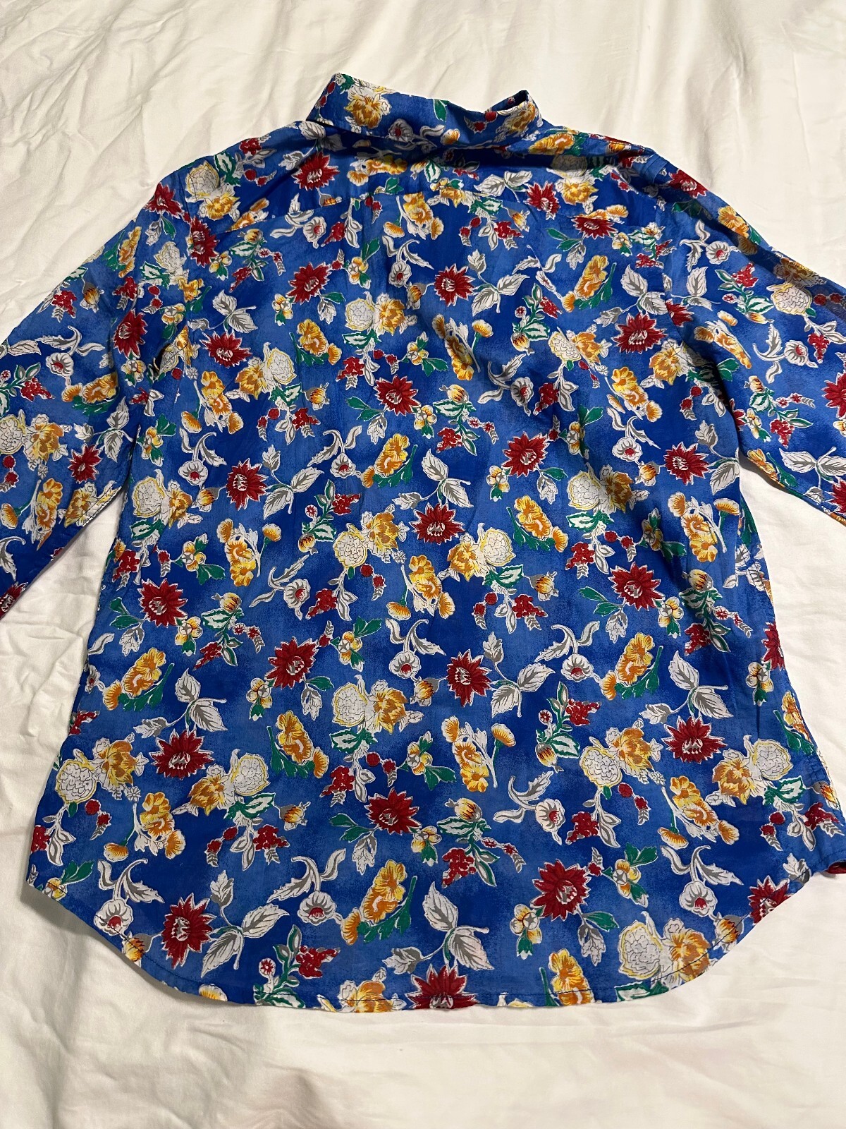 NWT Lauren Ralph Laren 100% Cotton Floral Button up 3/4 sleeve shirt Medium