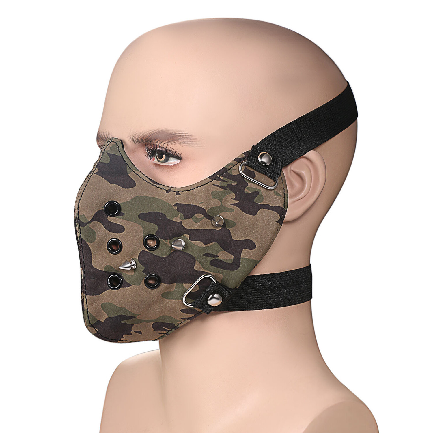 Punk Leather Spike Mask Gothic Rivet Biker Motorcycle Mask Half Face Sports Mask