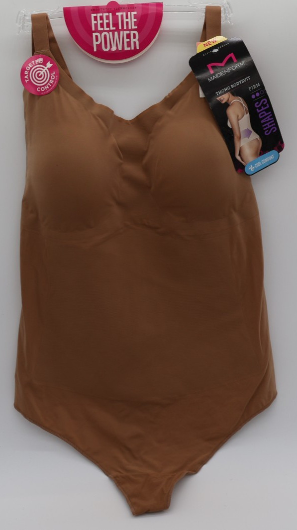 MAIDENFORM Power Players Firm Control Brown Thong Bodysuit Women’s 3XL NWT