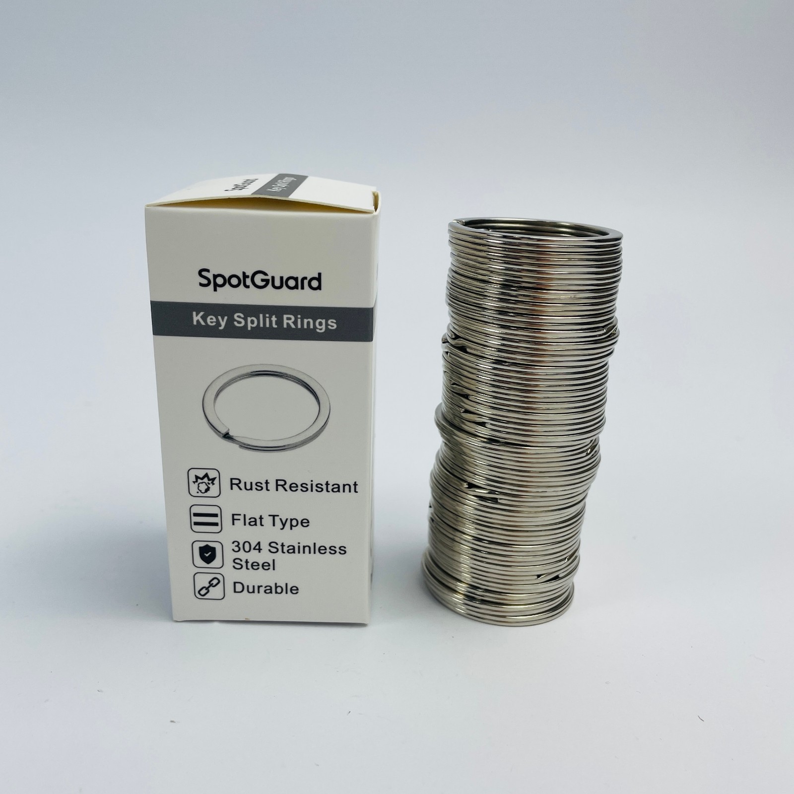 SpotGuard 32mm Stainless Steel Key Split Rings, 50pcs Heavy Duty Metal Key Rings