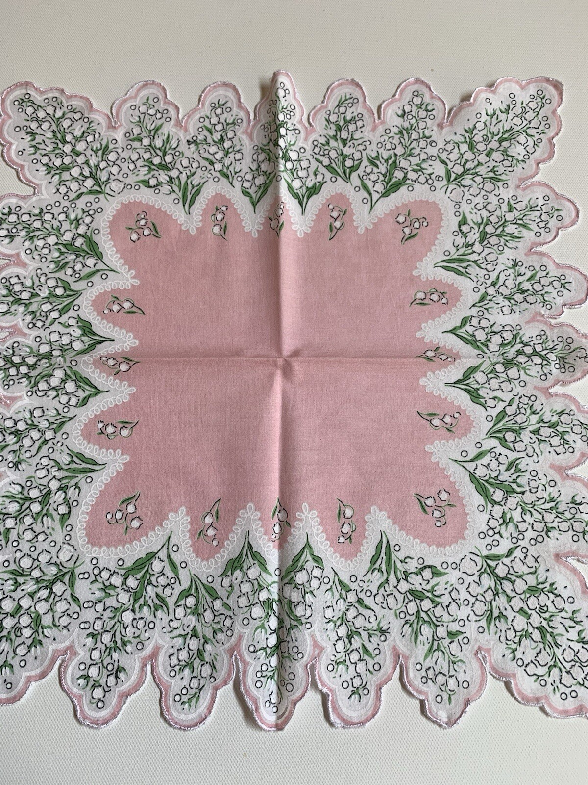 Beautiful New Pink Lily Of The Valley Floral Handkerchief – LuRay Hankie!