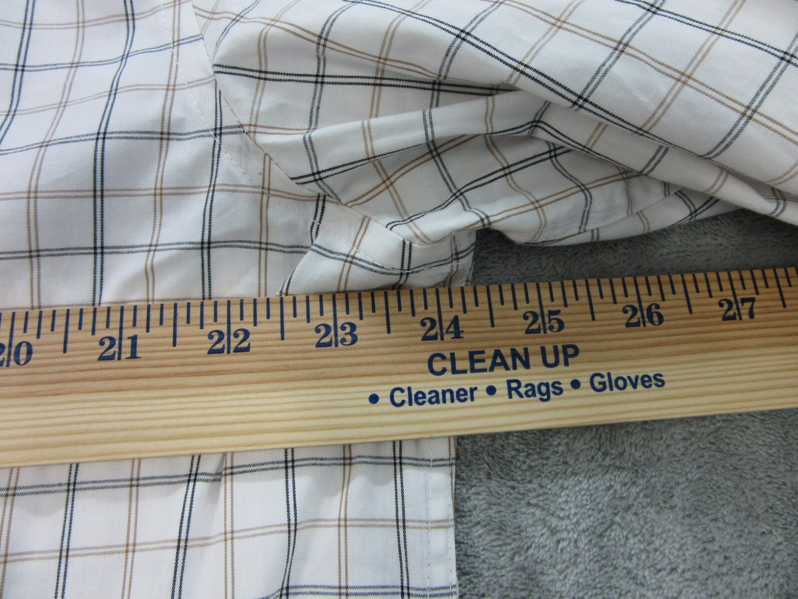 Banana Republic Shirt Mens XL Slim Fit Wrinkle Resistant Plaid Beige White