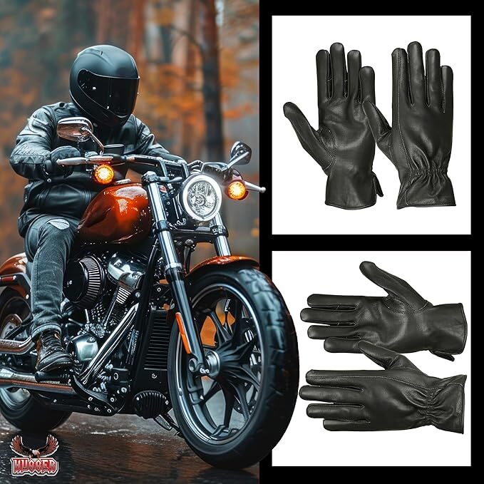 Hugger Men’s Deerskin Water Resistant Leather Gloves Driving Motorcycle Riding