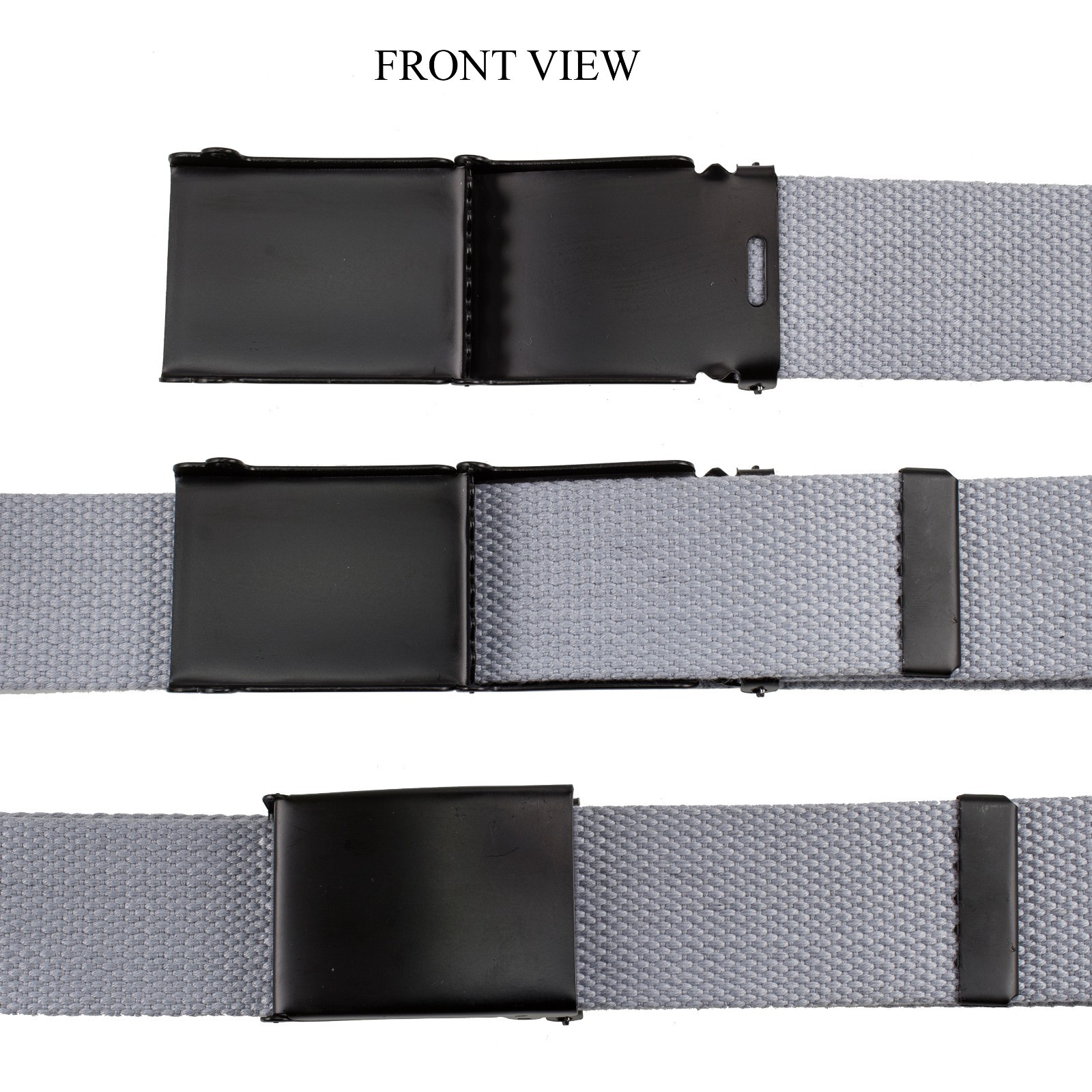 Unisex Fully Adjustable Canvas Web Belt with Black Flip Top Buckle 50” Long