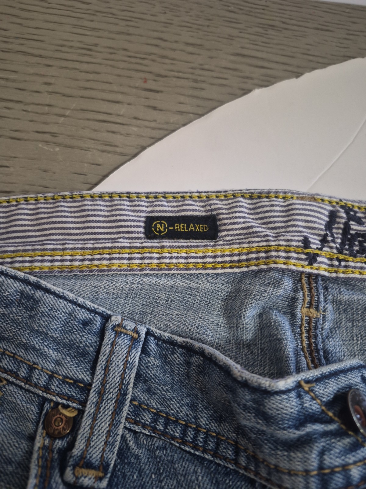 Men’s Nautical Jeans Size 38×32 Relaxed Fit Light Washed