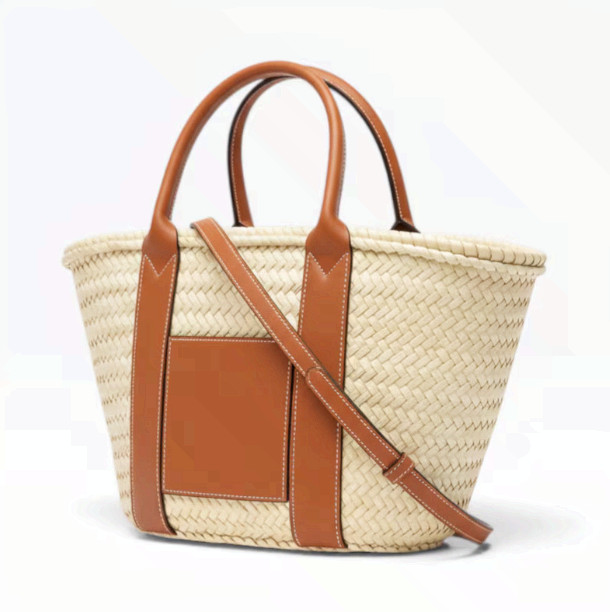 Large Handmade Moroccan Straw Basket Tote, Woven Palm Market Bag, Beach & Storag