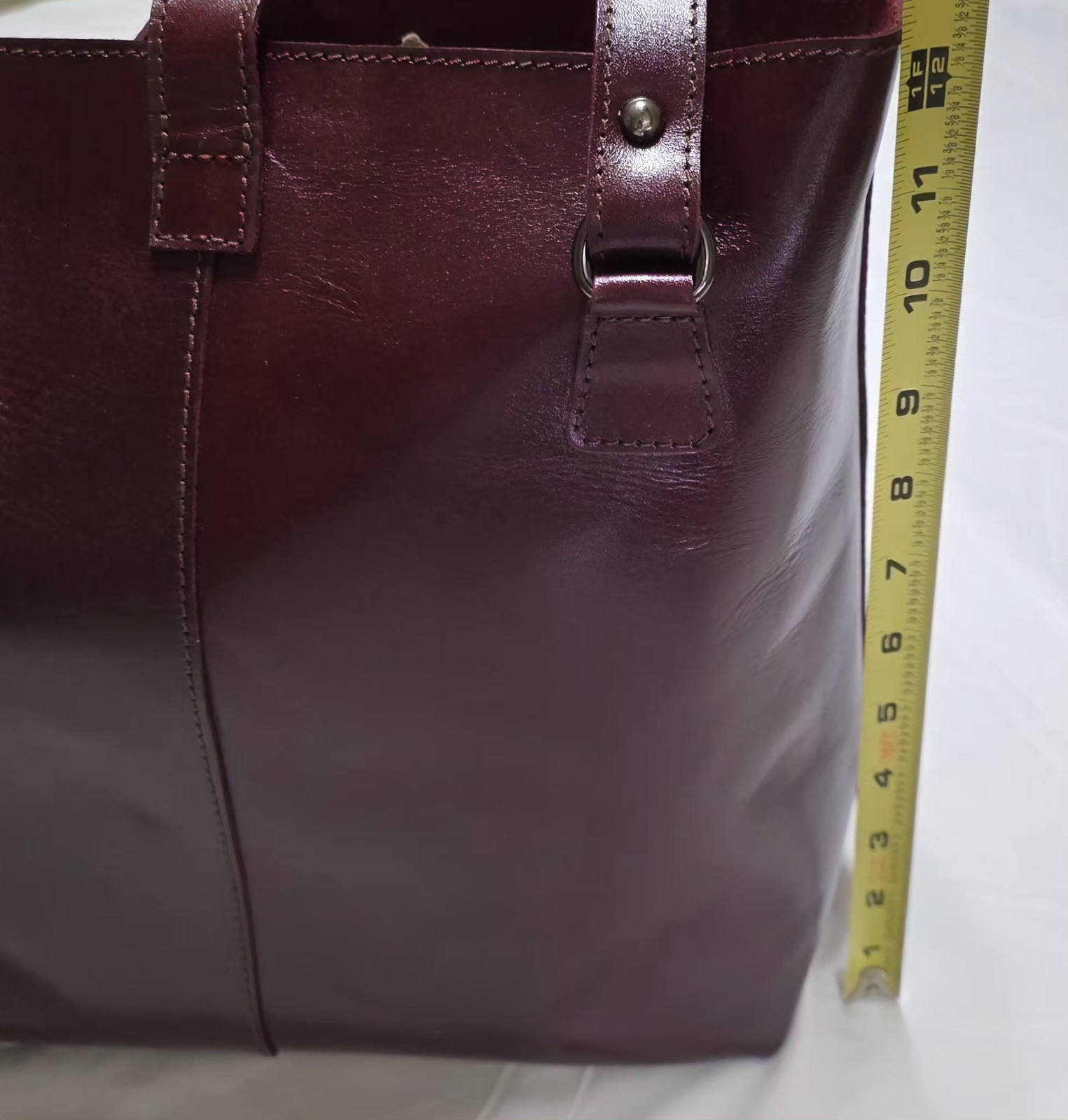 Handmade Mexican Genuine Artisan Leather Burgundy Tote Shoulder Bag