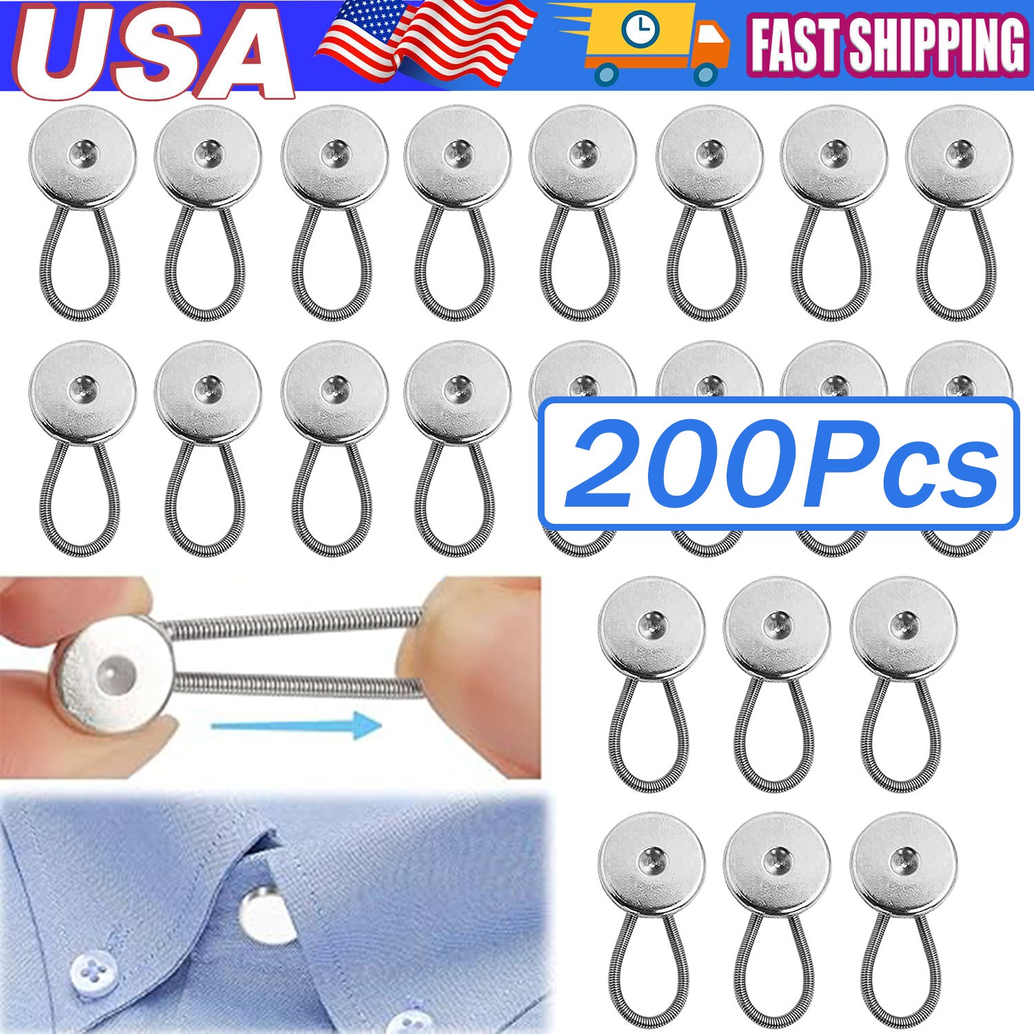Metal Collar Neck Waist Extender Expander Buttons for Men Dress Shirt Pants Lot