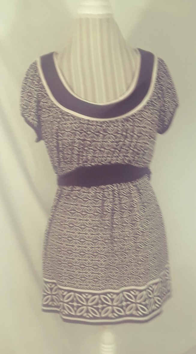 TA1=27 Speechless ladies size XL blouse brown and white design short sleeve