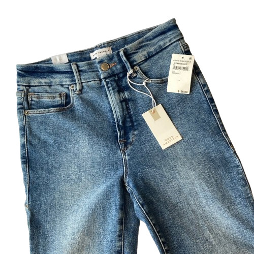 Good American Good Legs Crop Mini Boot Jeans Skinny Fit Womens 4 Indigo 917 NWT
