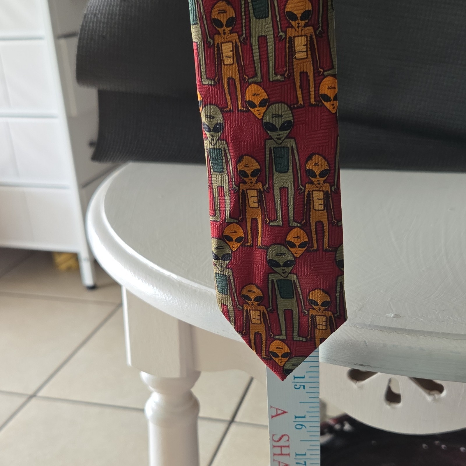 Herringbone Children’s Red Alien Novelty Zipper Clip-On Tie Polyester