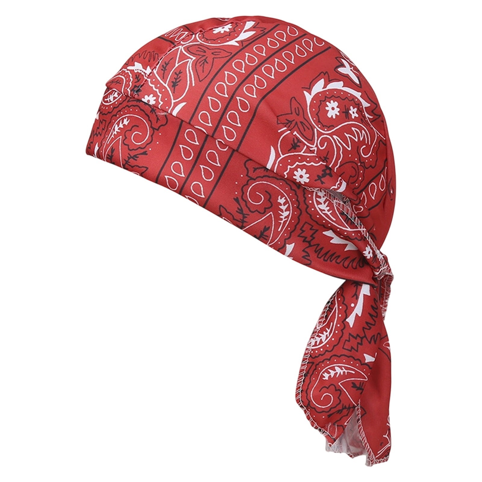 2PACK Red Durag Skull Cap Head Wrap Motorcycle Du Do Dew Paisley Bandana Doo Rag
