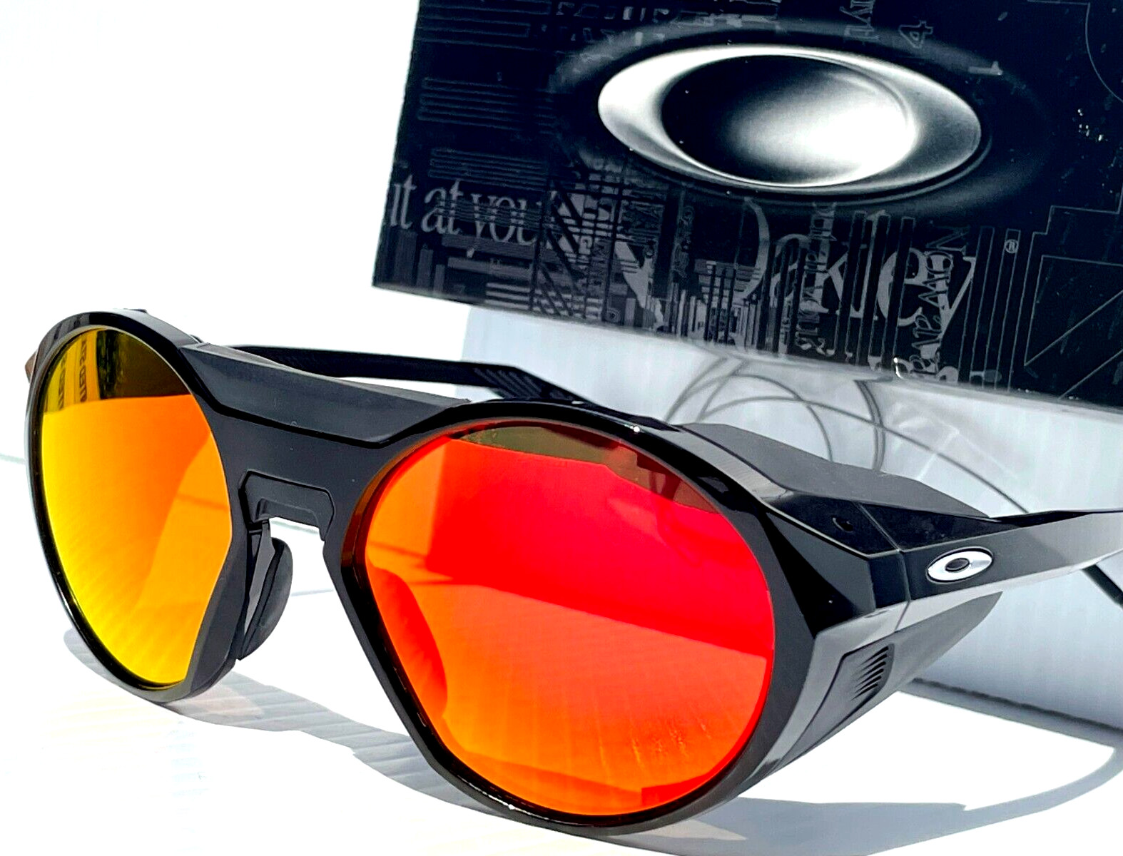 Oakley CLIFDEN Polished Black Round POLARIZED Galaxy Ruby Lens Sunglass 9440