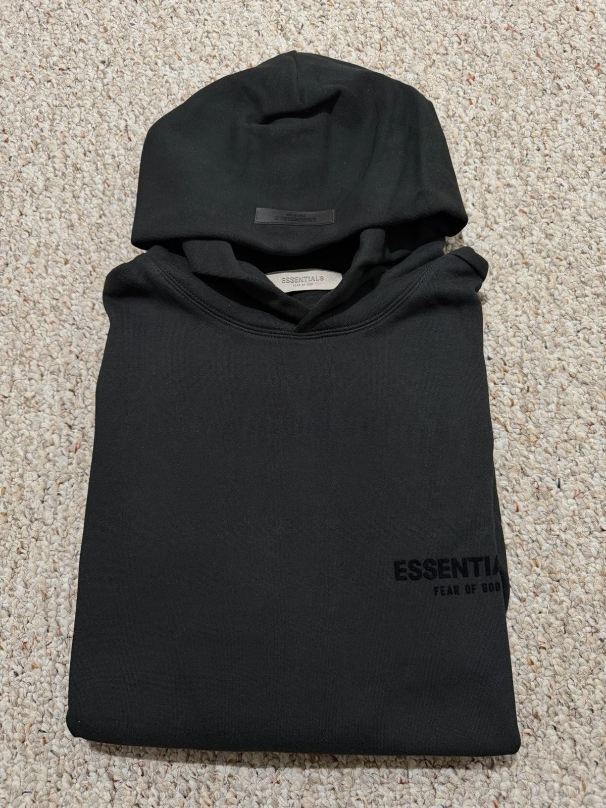 New -FW 22 FEAR OF GOD ESSENTIALS HOODIE Stretch Limo/Black 2110 M
