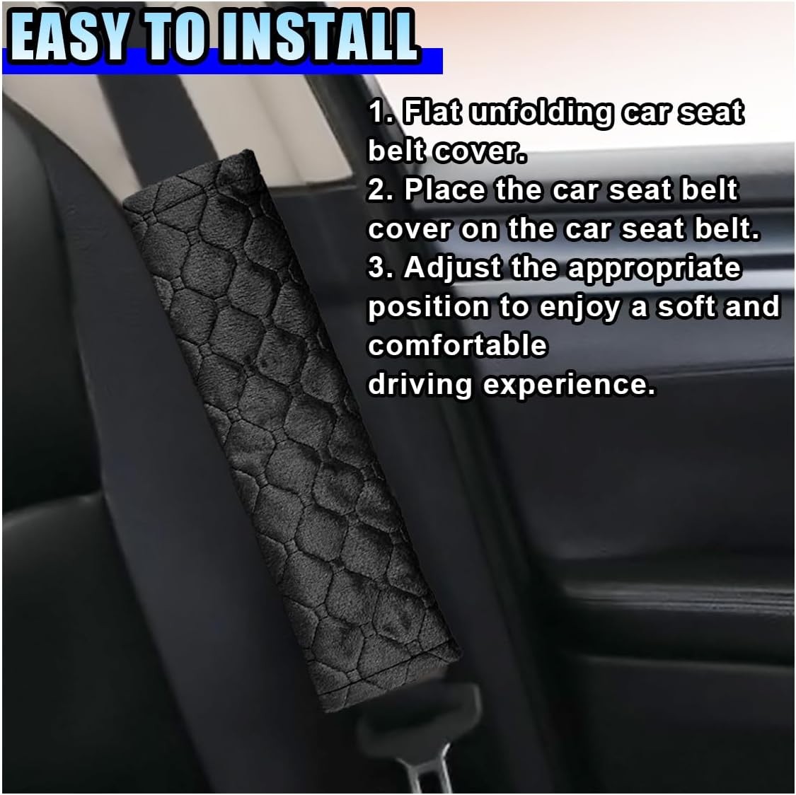 5PCS Soft Car Seat Belt Shoulder Pads – Comfort Cushion Covers fo Color: Black