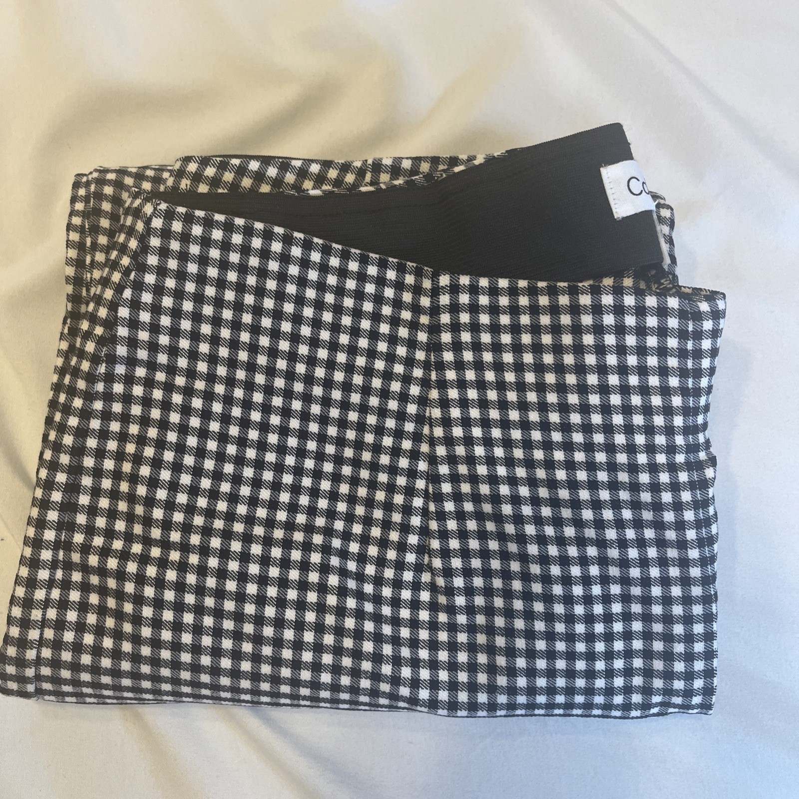 Calvin Klein Womens Pants Size 4 Black White Checker Stretch Career Slim Fit