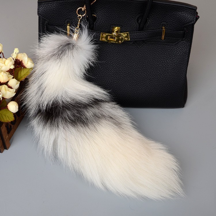 Wholesale 2/5/10pcs-16″-18″ Real Fox Fur Tail Bag Charm Pendant Cosplay Toys