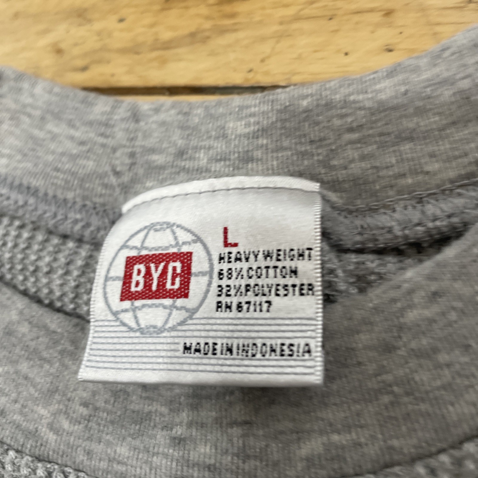 BYC Shirt Men L Light Gray Slim Thermal Waffle Knit Long Sleeve Skate Sk8 36″