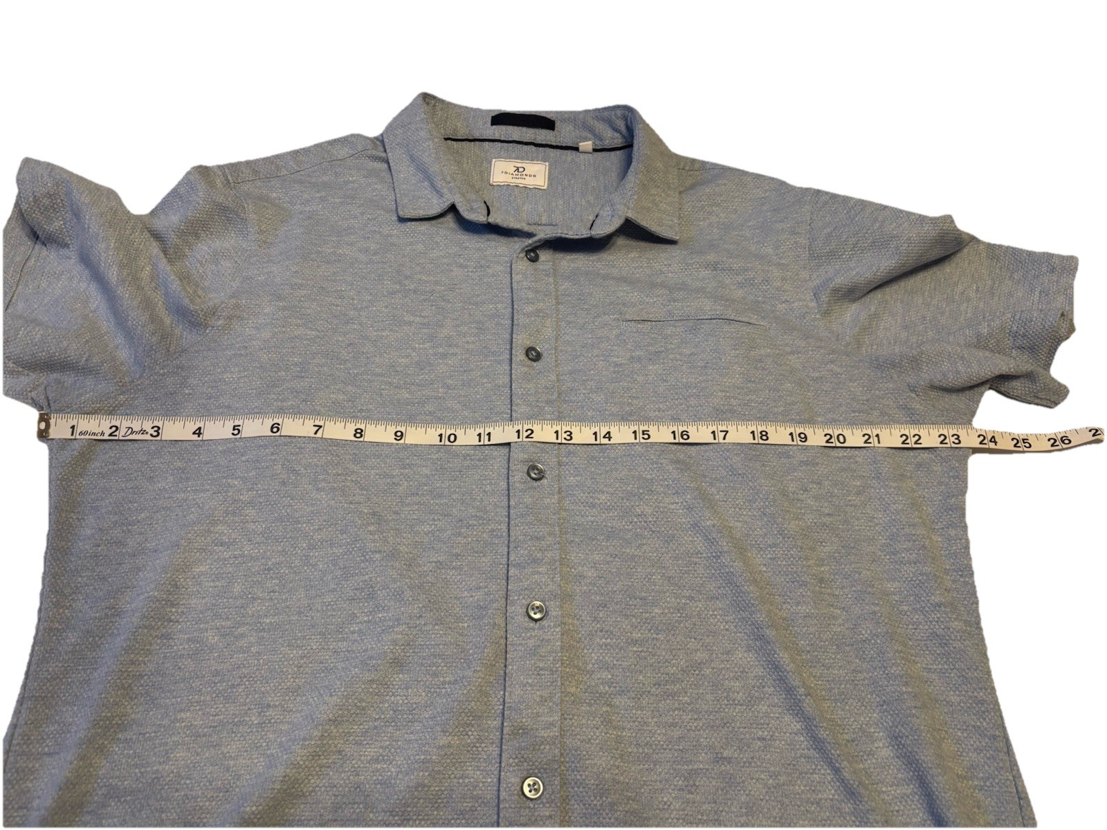 7D 7 Diamonds Light Blue Seville Jacquard Woven Stretch SS Button Down Mens XL