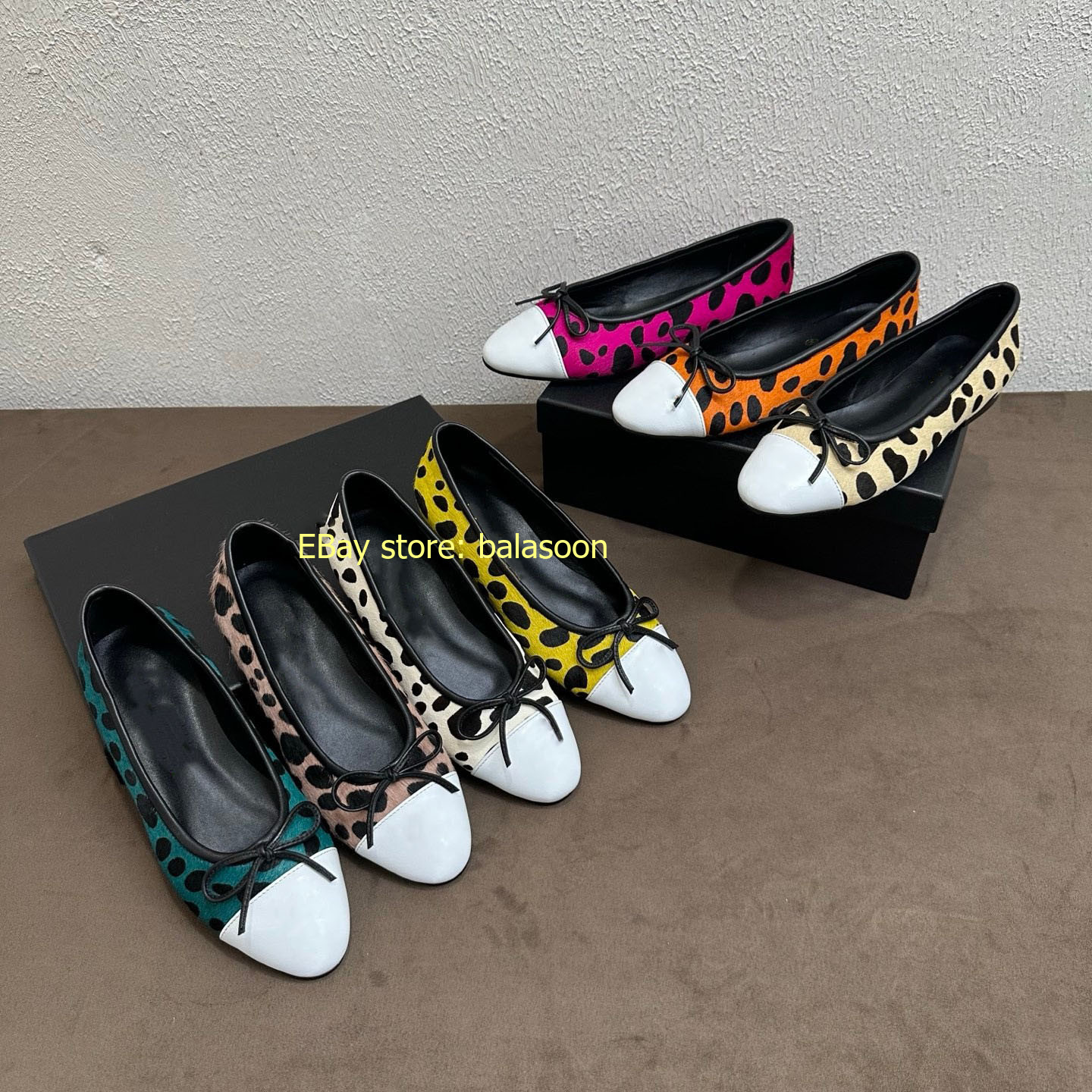 Spring Summer 2026 Genuine Leather Spliced Leopard Single Shoes Multi-Style35-43