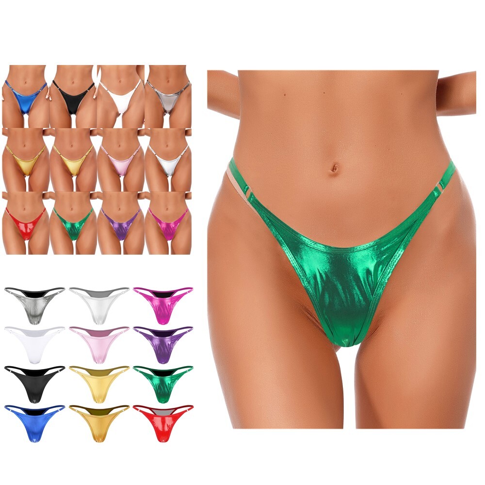 Women Shiny G-String Thong Sexy Micro Panties Briefs T-Back Bikini Swimsuit