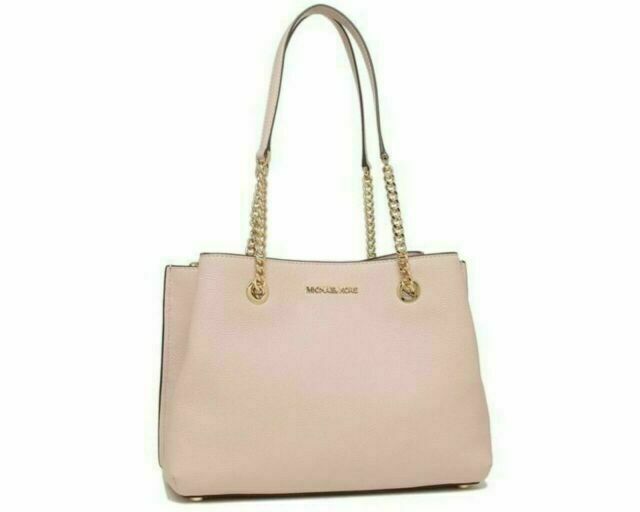 NWT Michael Kors LG large Teagen satchel powder blush pink handbag shoulder tote