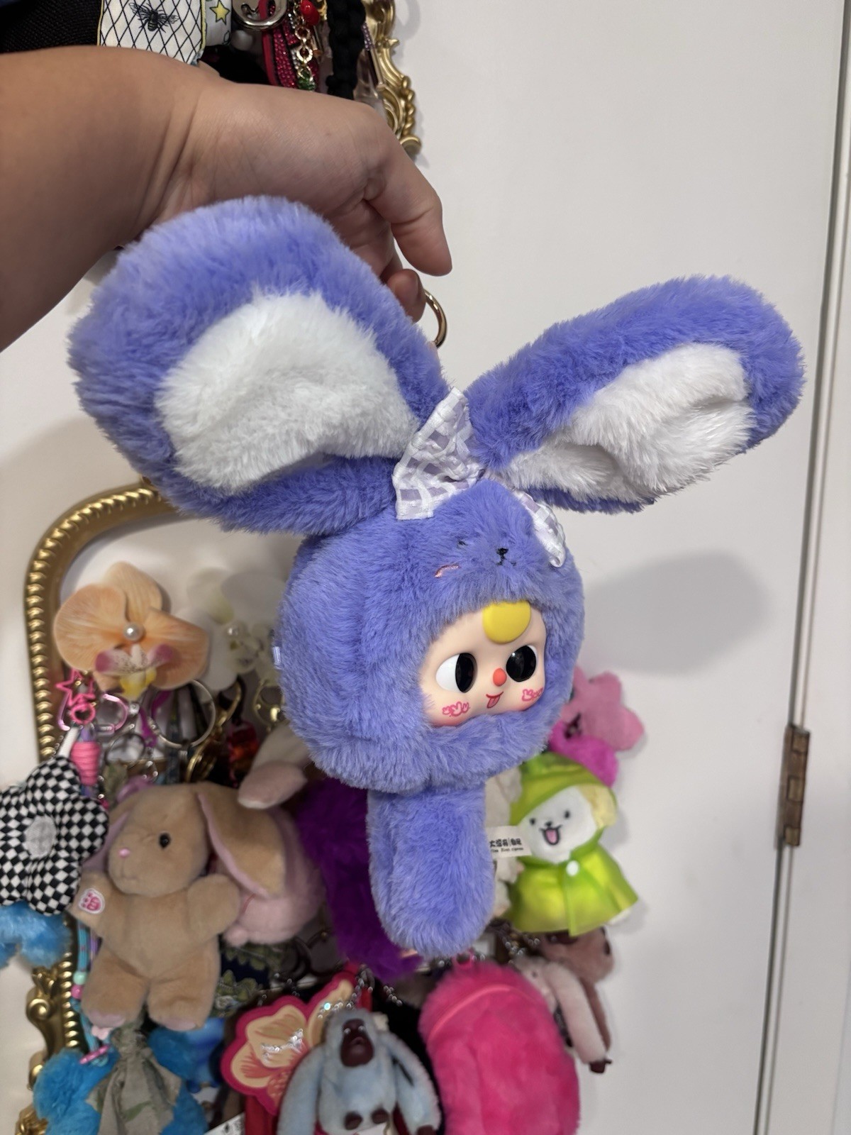 Baby Three Purple Bunny Collectible Bag Charm Doll Keychain