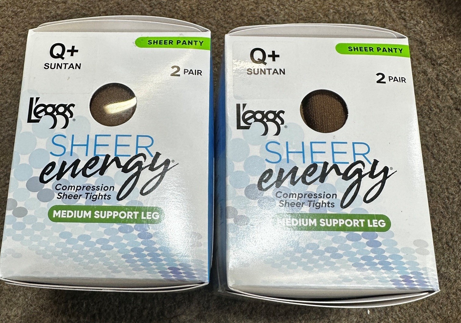 4 Pair L’eggs Sheer Energy Sheer To Waist Suntan Pantyhose Q+