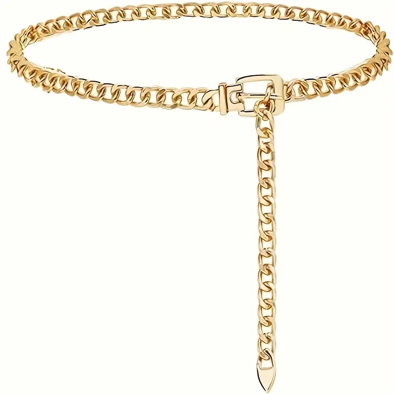 Lightweight Buckle Metal Waist Chain Link Belt Luxury For Women Gold