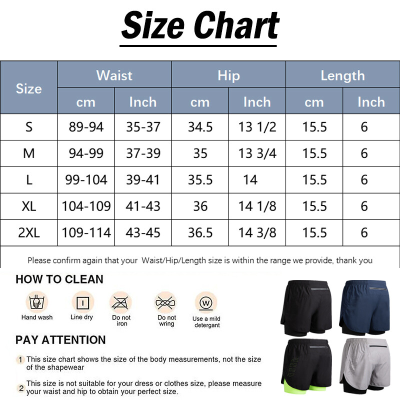 Men’s 2 in 1 Running Shorts Quick Dry Workout Athletic Outdoor Sports Gym Shorts