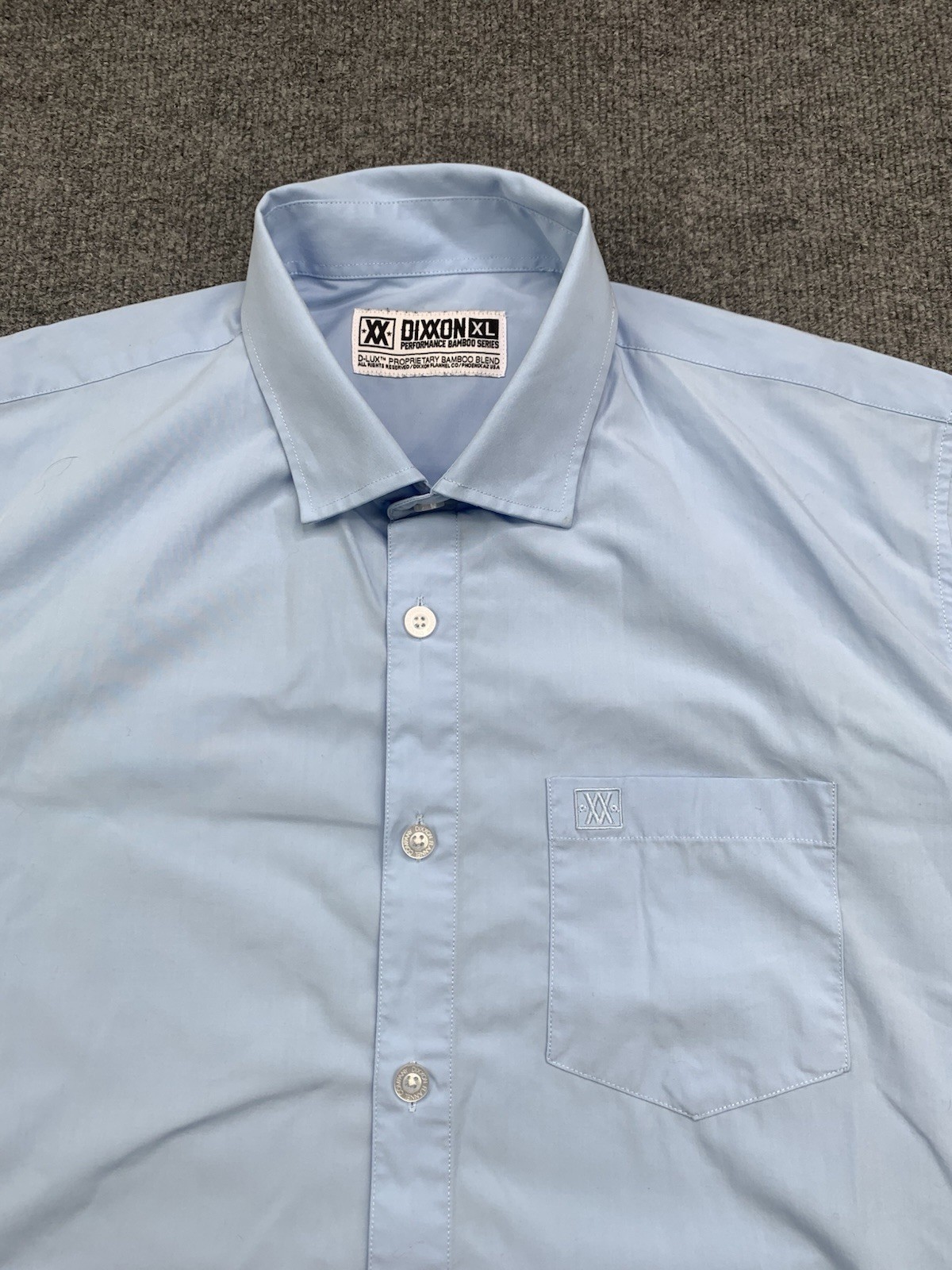 Dixxon Performance Bamboo Series Shirt Men XL Light Blue Short Sleeve Button Up