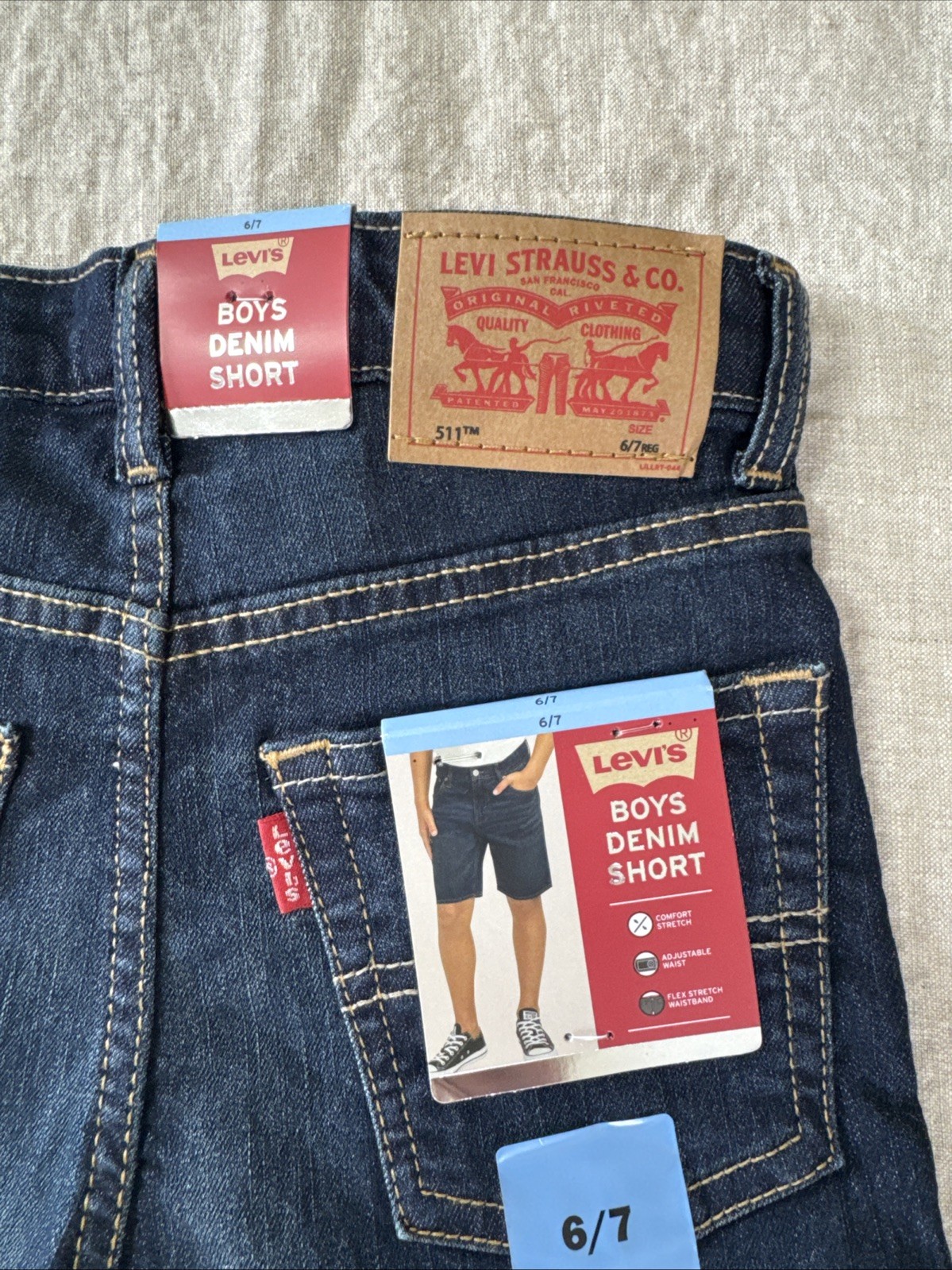 Levi’s Boys 511 Stretch Soft Flexible 5 Pocket Denim Slim Fit Short Size 6/7 NWT