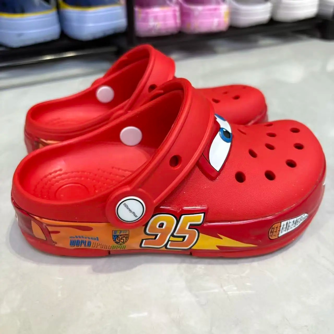 Kids Crocs Lightning McQueen Red Light Up Clogs Slip On Shoes Comfort