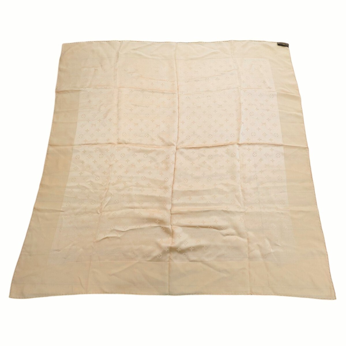 LOUIS VUITTON Scarf Stole Large 100 Silk Monogram Beige Approximately 87cm Japan