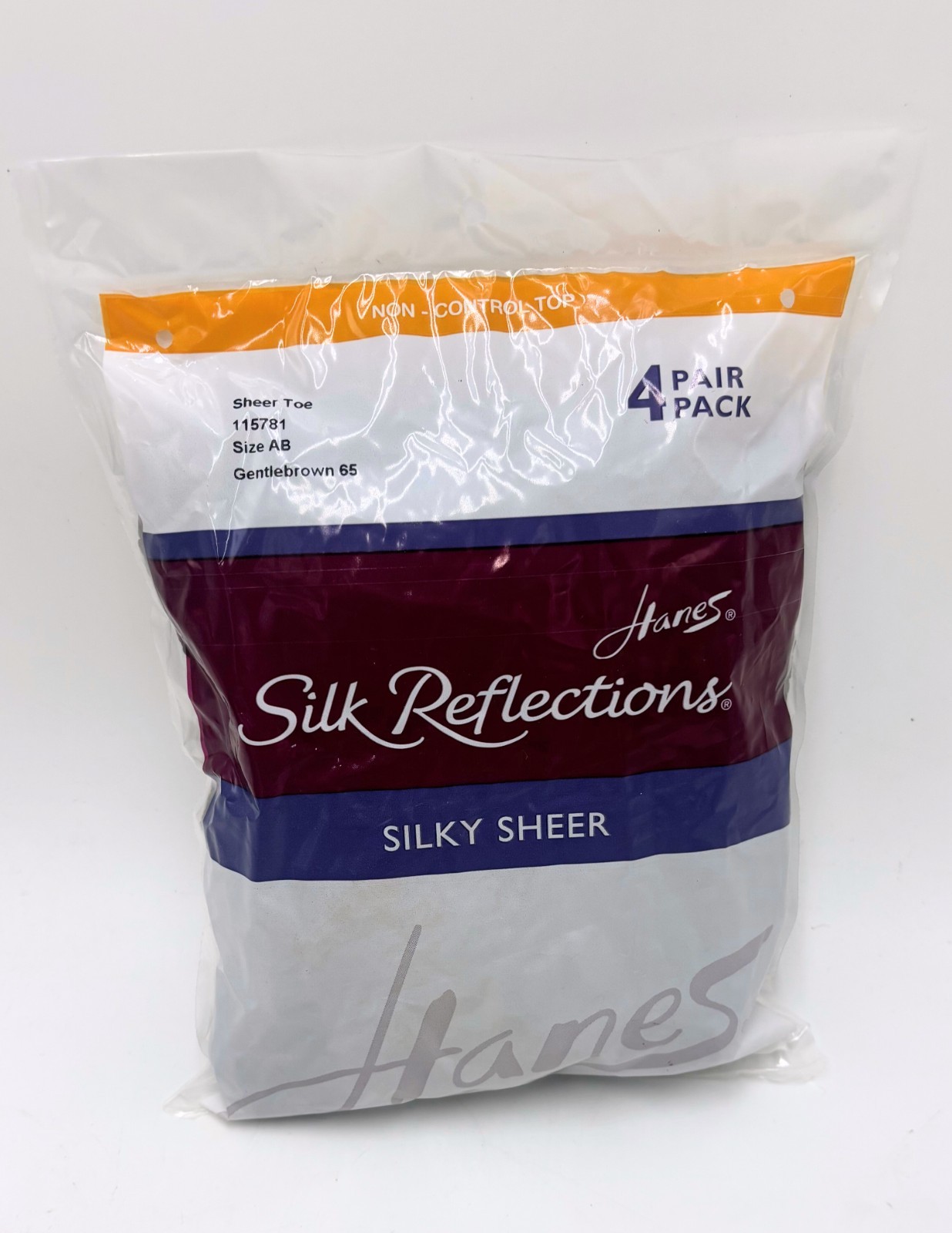 Hanes Silk Reflections Silky Sheer Non-Control Top Sheer Toe 4 PACK AB BROWN