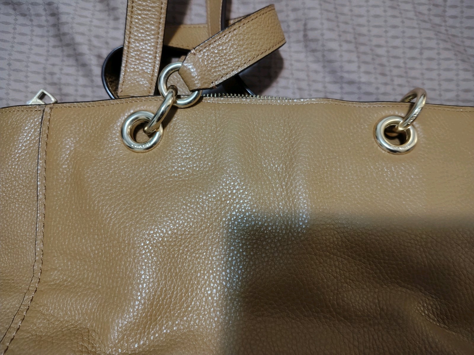 COACH BAG F76701 Jes Tote Saddle Brown Pebbled Leather Shoulder Bag Open Box