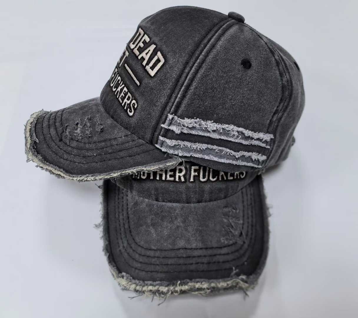 “Ain’t Dead Yet” Distressed Washed Black Baseball Cap | Embroidered Dad Hat