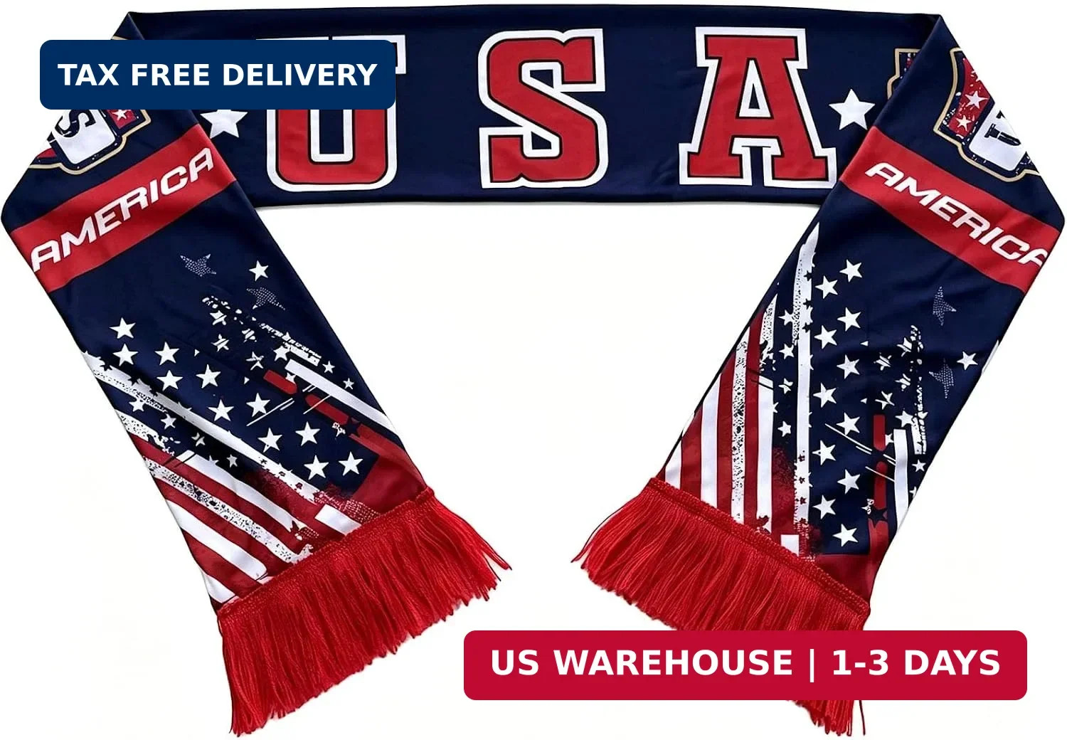USA Soccer Fan Scarf, America Team Supporter-Sided for 2026 World Cup
