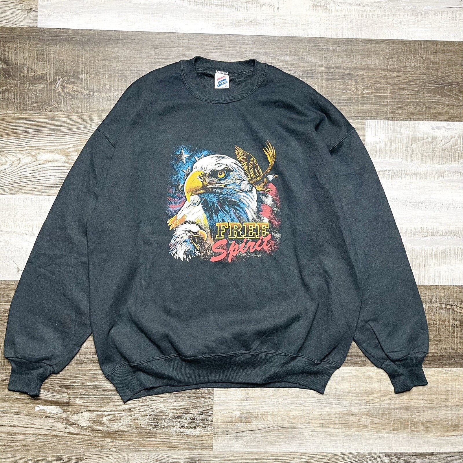 Vintage 80s 90s Free Spirit Motorcycle Eagle Biker Sweatshirt Jerzeez USA XL