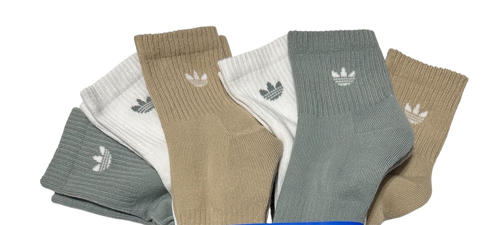 Adidas Men’s 6-Pairs Cushioned High Quarter Quarter Crew Socks Green/White/Beige