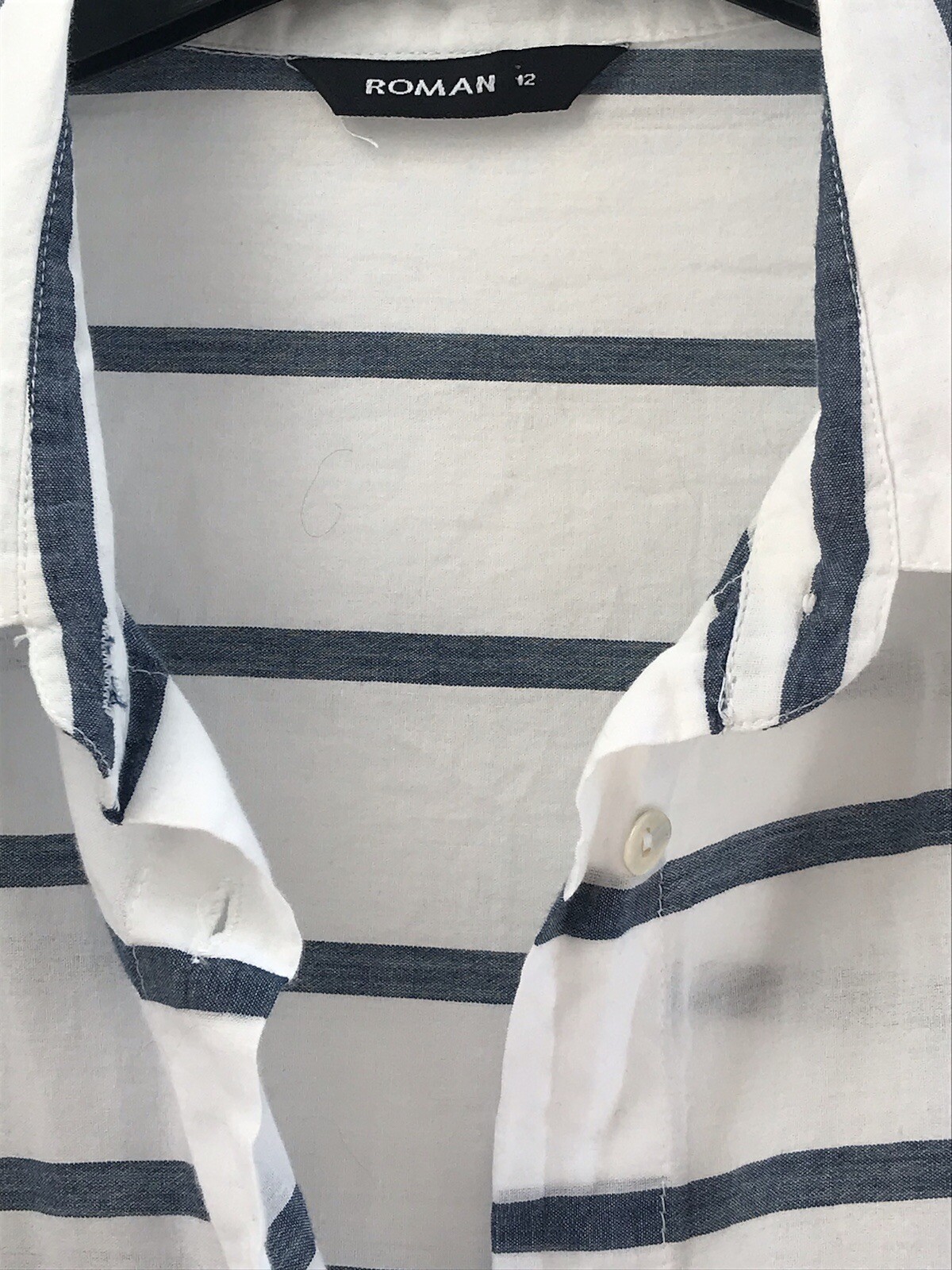 Roman Originals Cotton Shirt Citrus Yellow Black Shite Stripes Casual Fresh 12