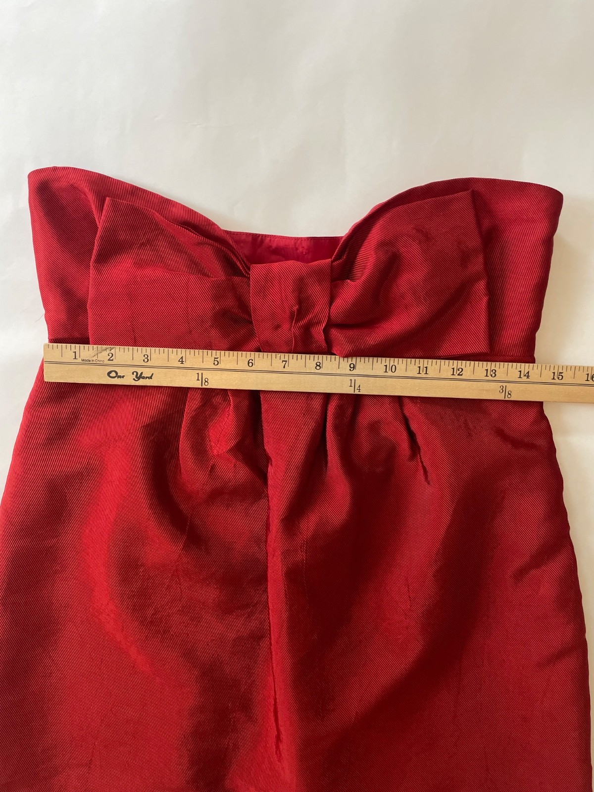 Vintage Moschino Red Bow Strapless Mini Dress, Y2K 90s, Maximalism, Size 10