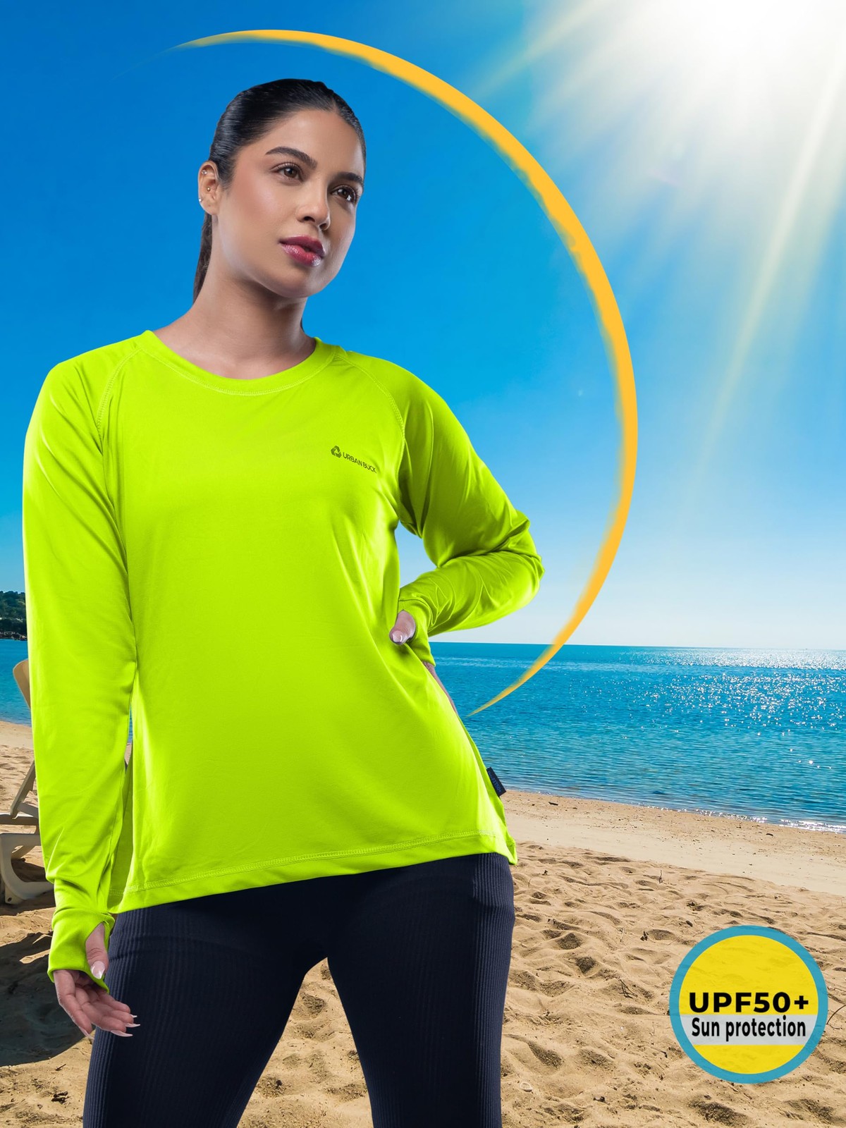 Women Thumb Hole Long Sleeve Shirt Neon Athletic Workout Activewear Top