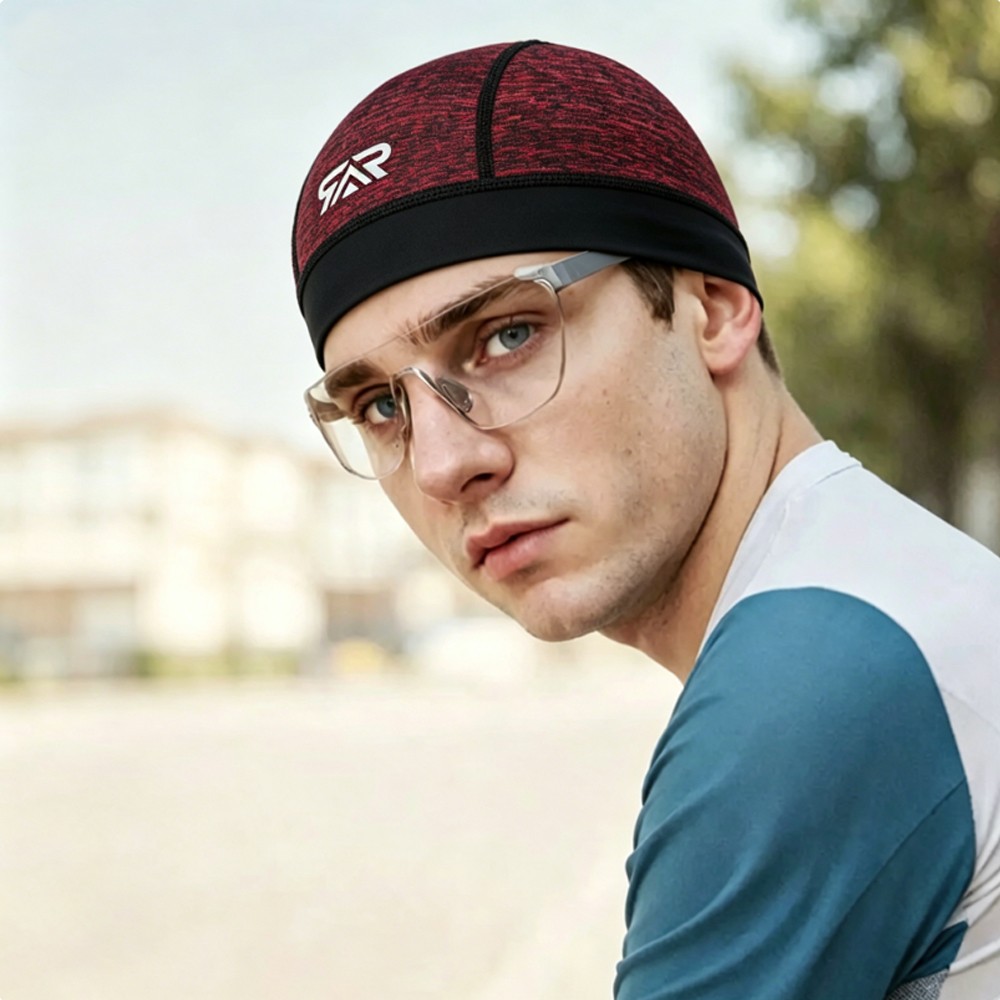 Cycling Caps Sweat Wicking Red Skull Caps Cooling Sports Helmet Liner Beanie Hat