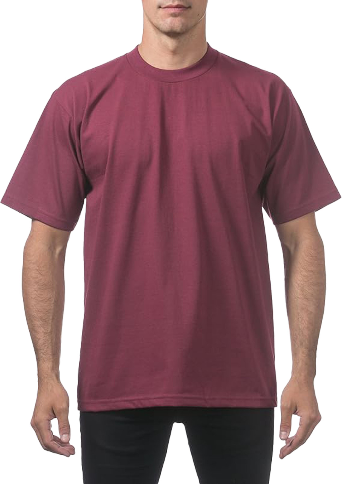 Pro Club Men’s Heavyweight T-Shirt Crew Neck Plain Blank Short Sleeve Tee All Si