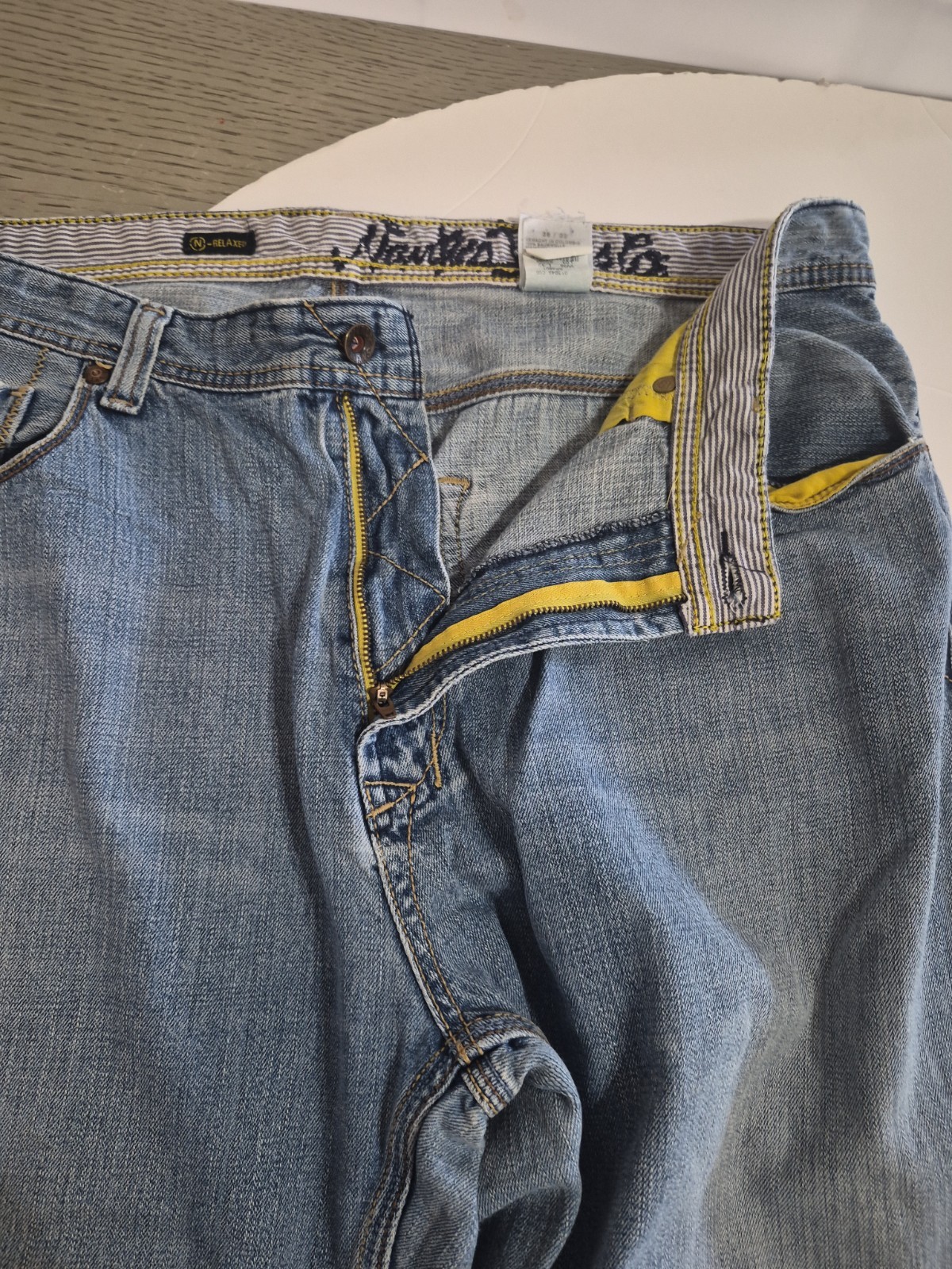 Men’s Nautical Jeans Size 38×32 Relaxed Fit Light Washed