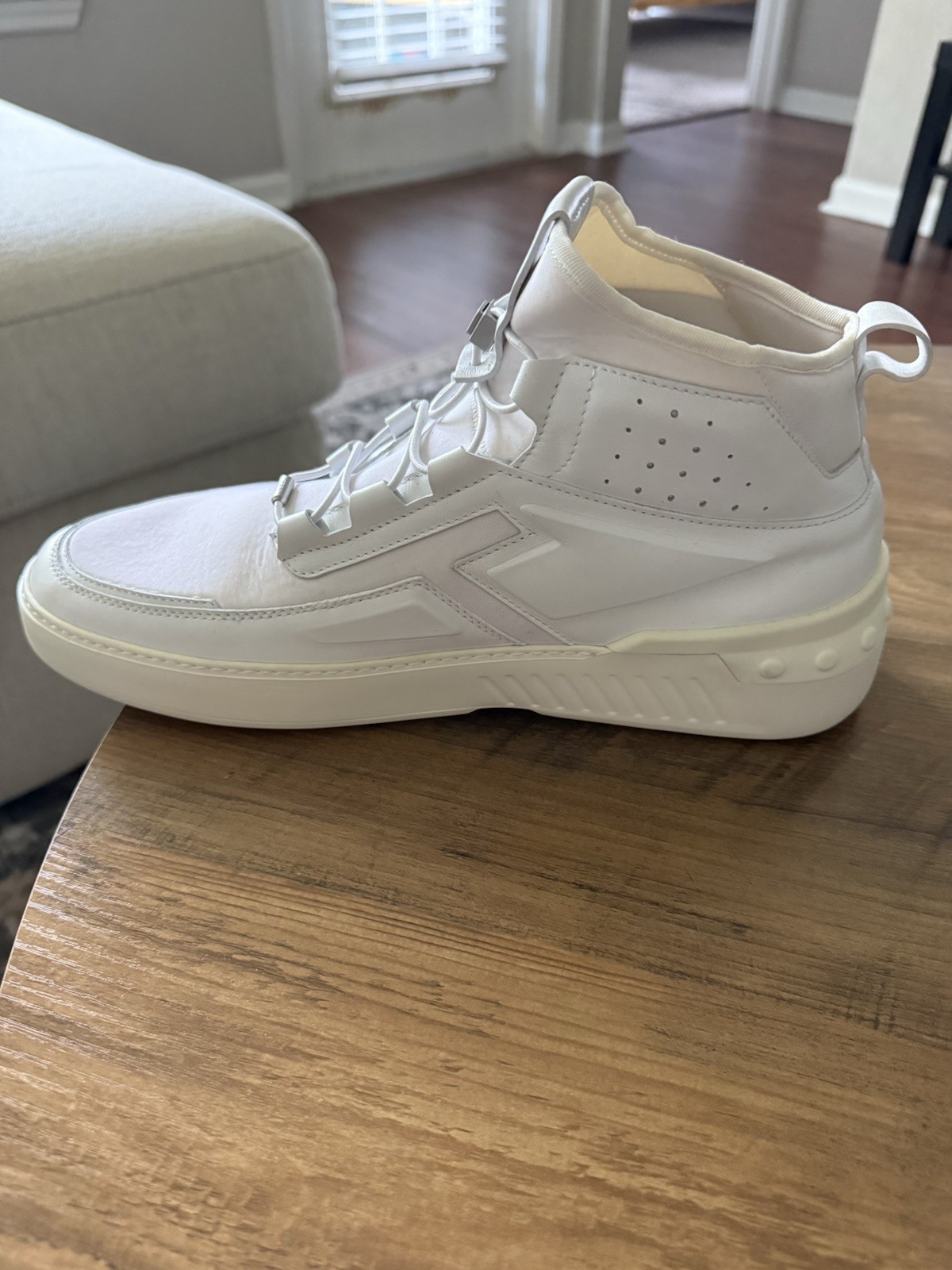 Tod’s No_Code Men’s White Leather High Top Sneakers T-Logo Perforated