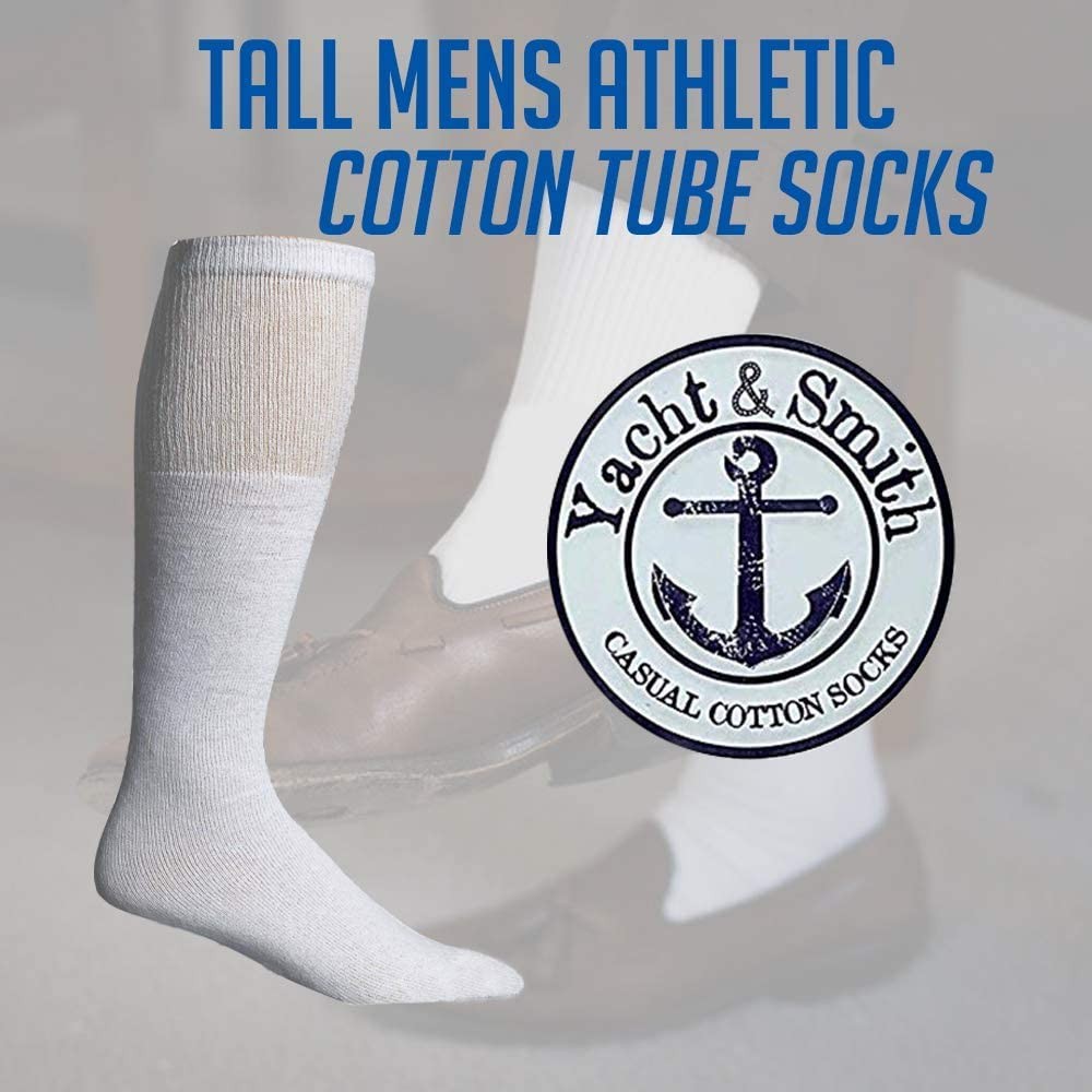 60PK 30 Inch Wholesale Men’s Long Tube SocksSport Socks 10-13 (White)