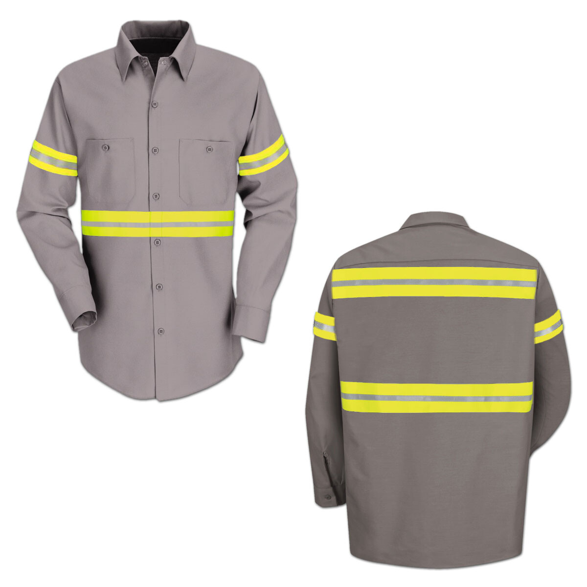 Red Kap Enhanced Visibility Hi Vis Reflective Work Towing Uniform Shirts LS