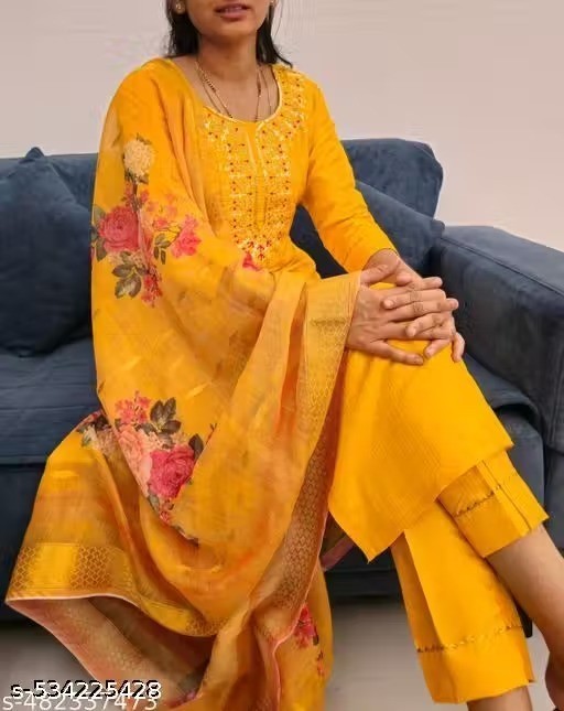 Readymade Cotton kurti Palazzo With Dupatta Set for Women’s Party Festive Outfit